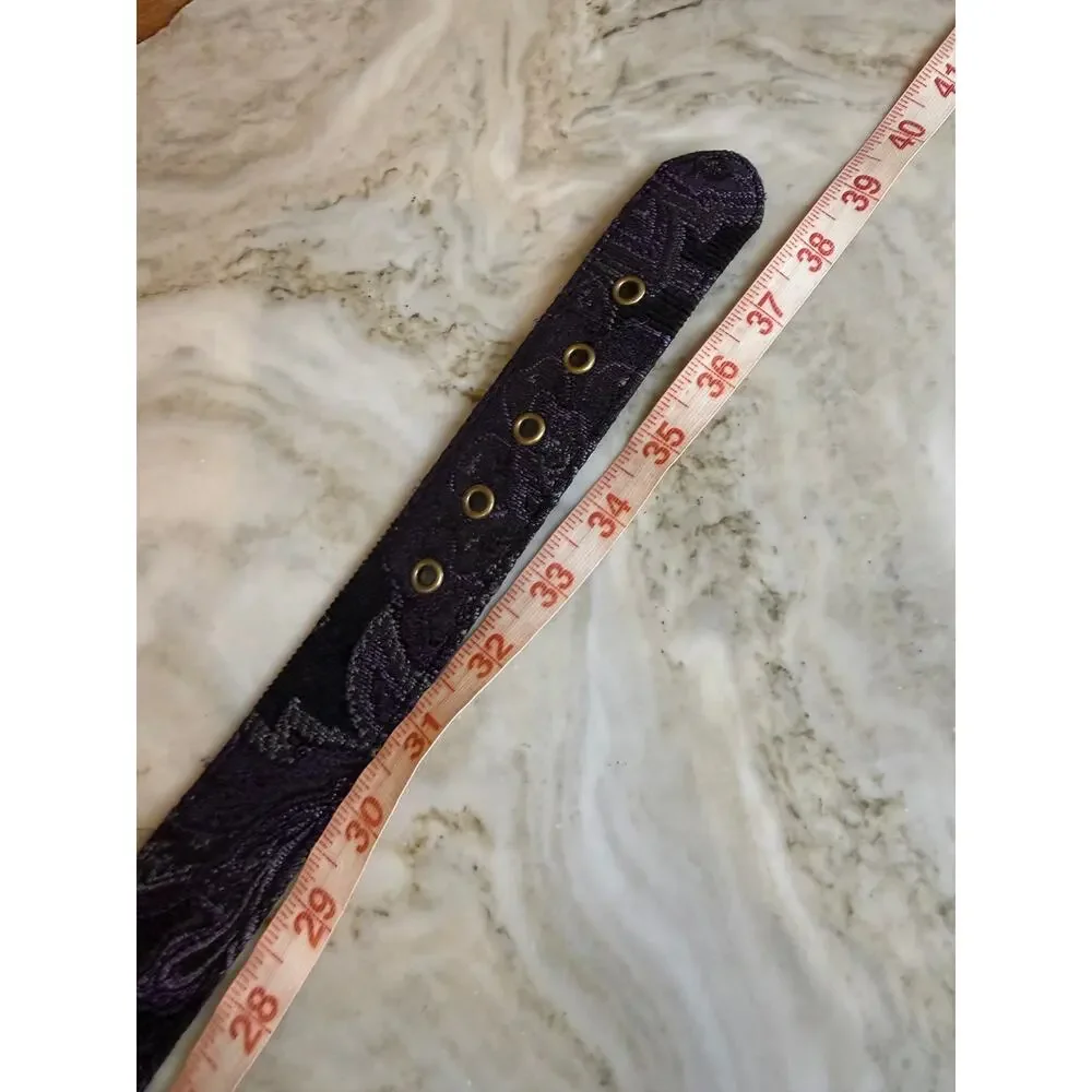 Chicos Statement Belt Purple Tapestry Chunky Buckle Detail M